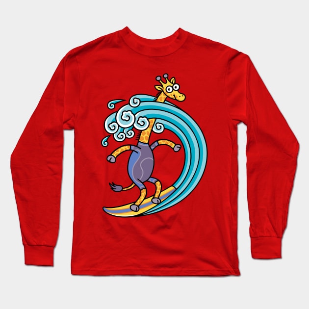 Surfer Giraffe Long Sleeve T-Shirt by byTxemaSanz